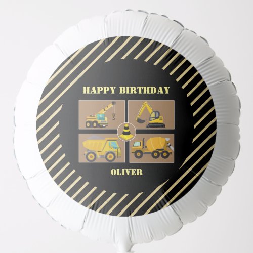 Construction Trucks  Theme Kids Birthday Balloon
