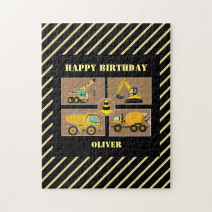 Construction Trucks Theme Kids Birthday Jigsaw Puzzle