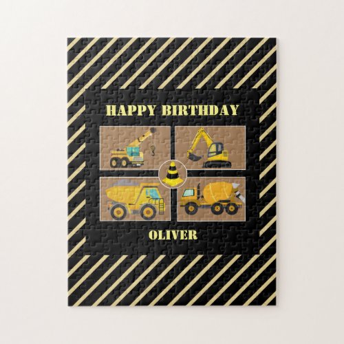 Construction Trucks  Theme Kids Birthday Jigsaw Puzzle