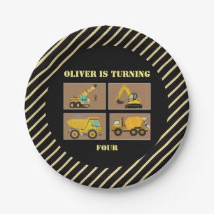 Construction Trucks   Theme Kids Birthday Paper Plates