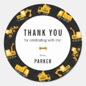 Construction Trucks Theme Thank You Classic Round Sticker (Front)