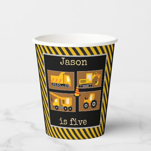 Construction Trucks  Themed Boys Birthday Party Paper Cups