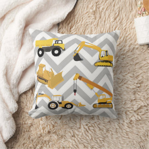 Construction Trucks Throw Pillow