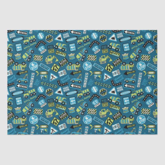 Construction Trucks  Tissue Paper (Front)