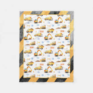 Construction Trucks & Vehicles Fleece Blanket