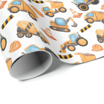 Construction Trucks Wrapping Paper