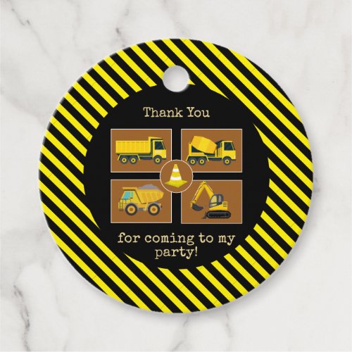 Construction Trucks Year in Review Birthday Party Favor Tags