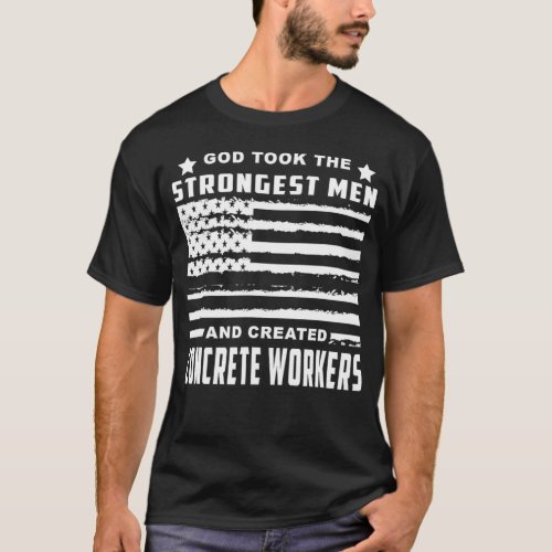 Construction USA Flag Concrete Patriotic Worker T_Shirt