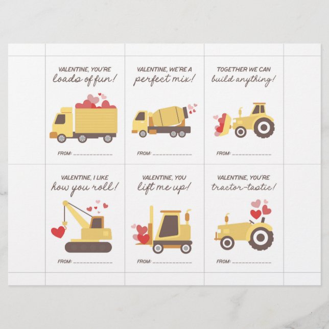 Construction Valentine Cards for Kids (Front)