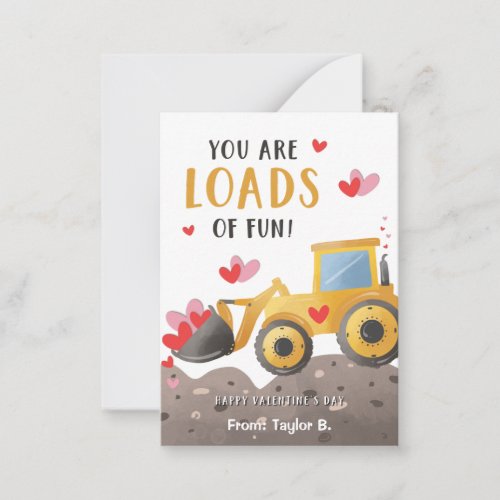 Construction Valentines Day Card for Kids