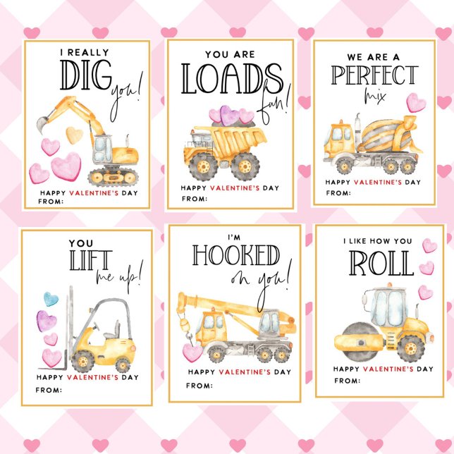 Construction Valentine's Day Kids Classroom cards (Construction Valentine's day Kids Classroom Cards)
