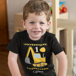 Construction Vehicle 1st Birthday Boy Personalized Baby Bodysuit