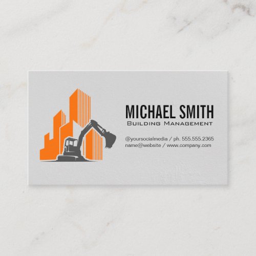 Construction Vehicle and Buildings Logo Business Card