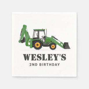 Construction Vehicle Backhoe Birthday Party Napkins