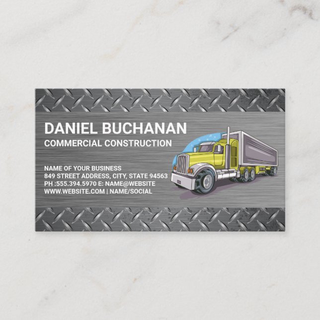 Construction Vehicle | Big Rig Truck | Driver Business Card (Front)