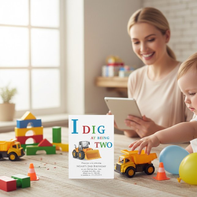 Construction Vehicle Birthday Boy Invitation (Creator Uploaded)