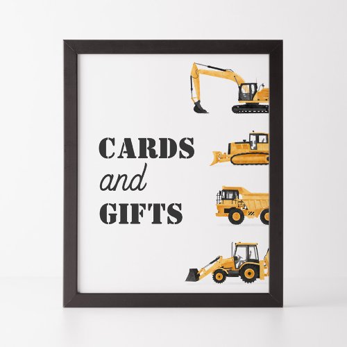 Construction Vehicle Birthday Cards and Gifts Sign