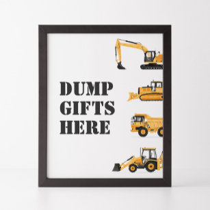Construction Vehicle Birthday Dump Gifts Here Sign