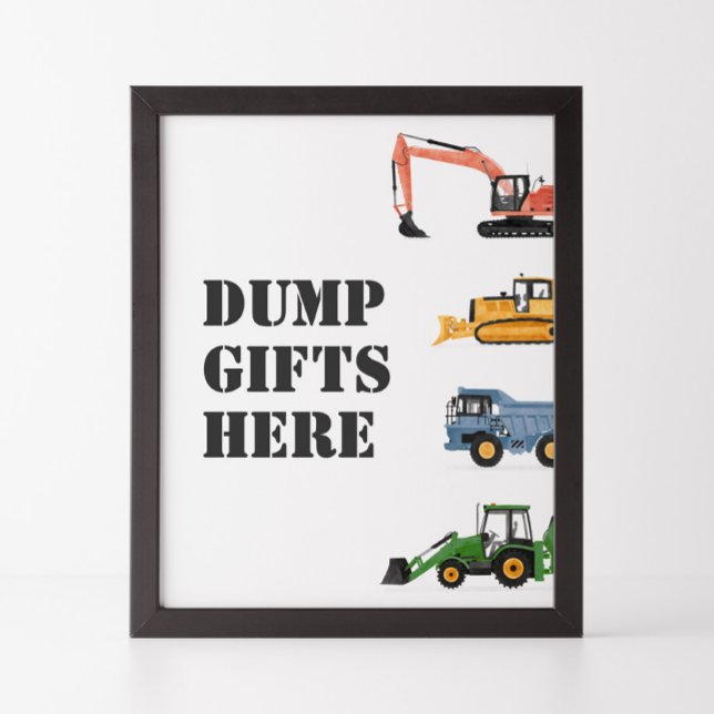 Construction Vehicle Birthday Dump Gifts Here Sign (Creator Uploaded)