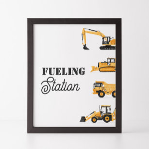 Construction Vehicle Birthday Fueling Station Sign