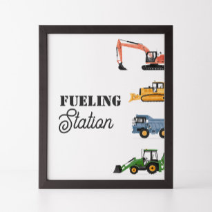 Construction Vehicle Birthday Fueling Station Sign