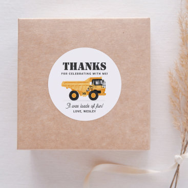 Construction Vehicle Birthday Party Classic Round Sticker