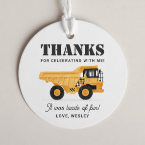Construction Vehicle Birthday Party Favor Tags