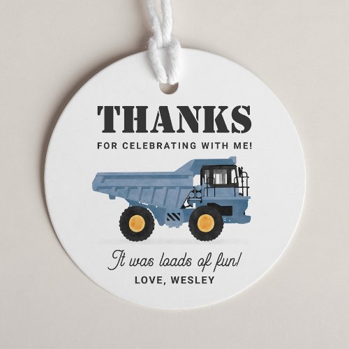 Construction Vehicle Birthday Party Favor Tags