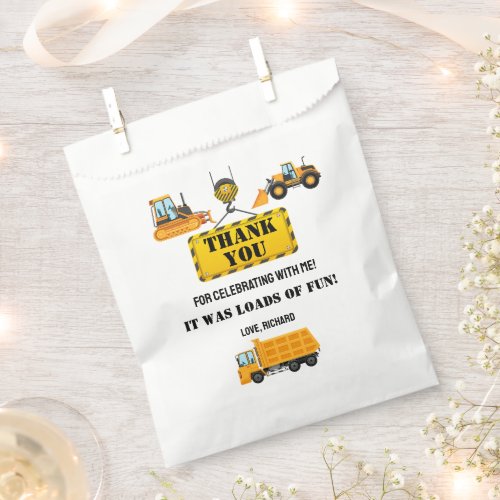 Construction Vehicle Birthday Party Thank You Favor Bag