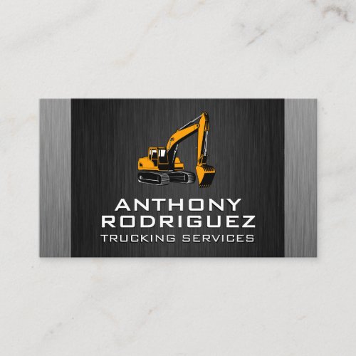 Construction Vehicle  Black Silver Metal Business Card