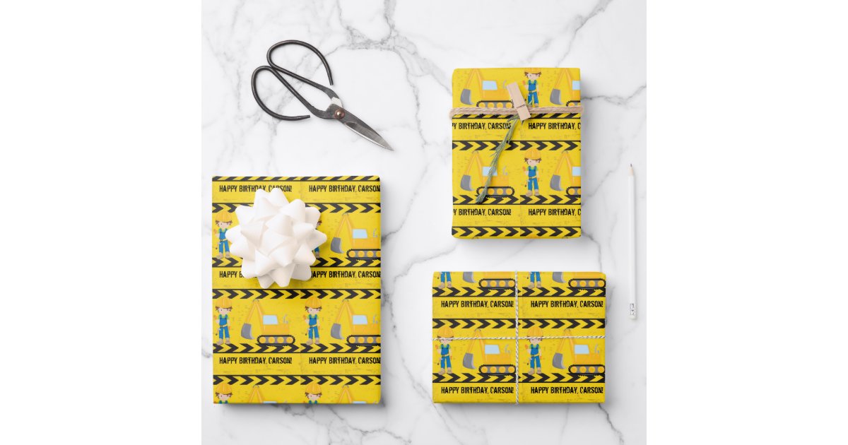 Digger Wrapping Paper, Construction Wrapping Paper, Truck Wrapping Paper,  Construction Digger Wrapping Paper, Digger-themed Gift Wrap 