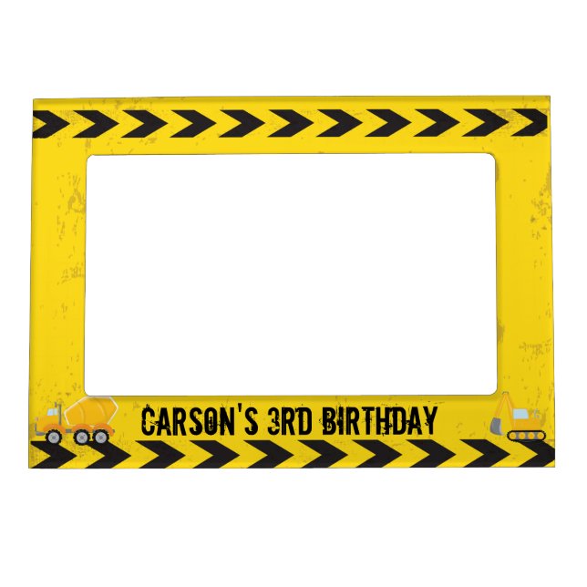 Construction Vehicle Boy Personalized Yellow Kids Magnetic Frame (Front)