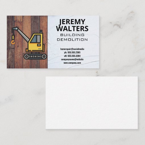 Construction Vehicle | Building Demolition Business Card | Zazzle