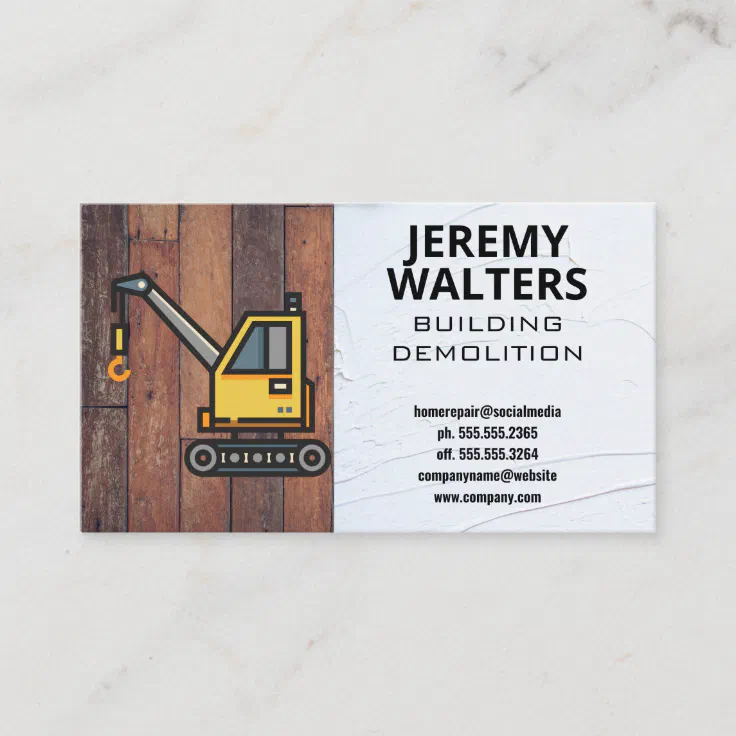 Construction Vehicle Building Demolition Business Card Zazzle