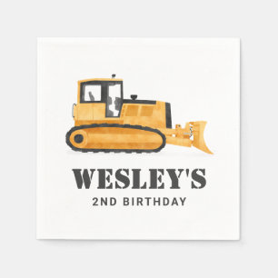 Construction Vehicle Bulldozer Birthday Party Napkins