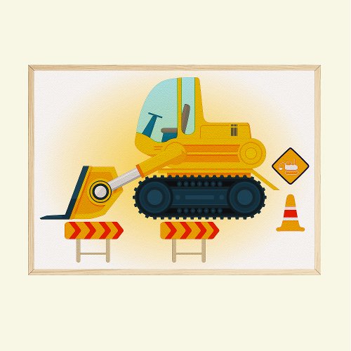 Construction Vehicle Bulldozer Print Kids Room