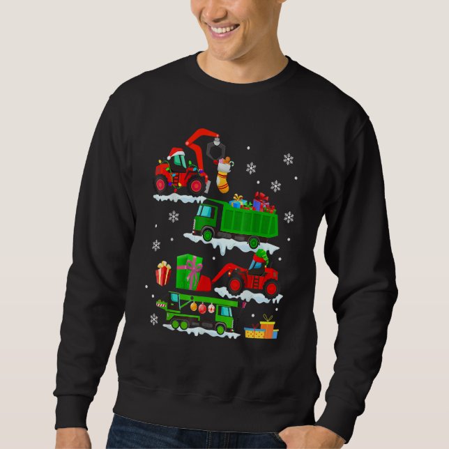 Construction Vehicle Christmas Red Trucks Winter B Sweatshirt (Front)