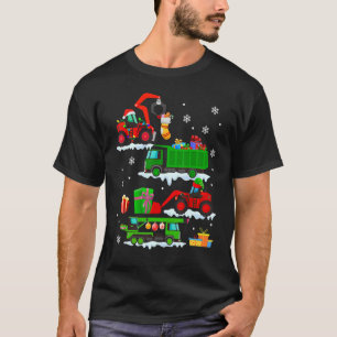 Construction Vehicle Christmas Red Trucks Winter B T-Shirt