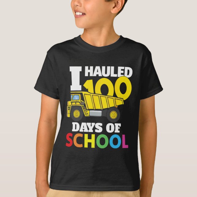 Construction Vehicle Cool 100 Days Of School Dump  T-Shirt (Front)