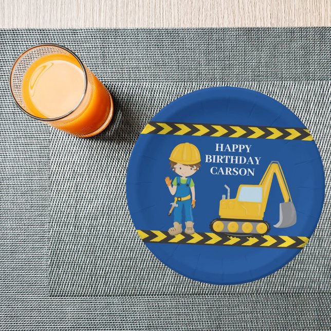 Construction Vehicle Custom Boys Birthday Party Paper Plates (Creator Uploaded)