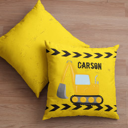 Construction Vehicle Custom Boys Room Yellow Kids Throw Pillow