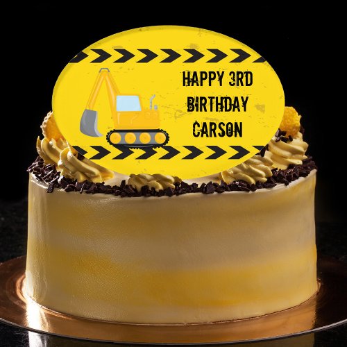 Construction Vehicle Custom Kids Birthday Party Cake Topper