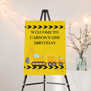 Construction Vehicle Custom Kids Birthday Party Foam Board