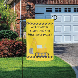 Construction Vehicle Custom Kids Birthday Party Garden Flag