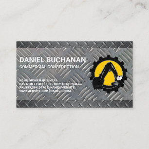 Construction Vehicle   Diamond Plated Steel Business Card