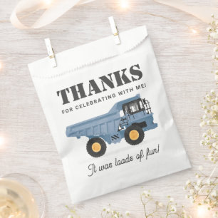 Construction Vehicle Dump Truck Birthday Favor Bag