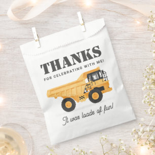 Construction Vehicle Dump Truck Birthday Favor Bag