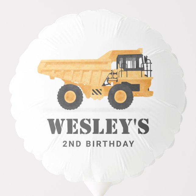 Construction Vehicle Dump Truck Birthday Party Balloon (Front)