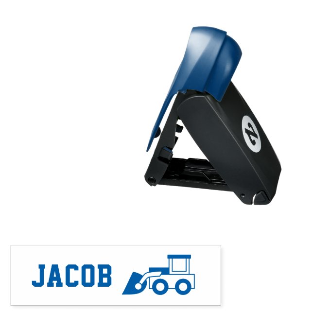 Construction Vehicle Front Loader Kids Name Pocket Stamp (Open with Design)