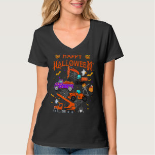 Construction Vehicle Halloween Crane Truck Pumpkin T-Shirt